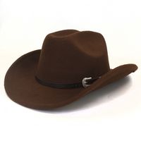 Unisex Basic Cowboy Style Solid Color Big Eaves Fedora Hat sku image 9