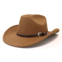 Unisex Basic Cowboy Style Solid Color Big Eaves Fedora Hat sku image 2