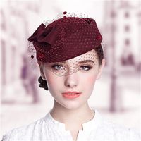 Women's Elegant Retro Solid Color Net Yarn Bowknot Eaveless Fascinator Hats Beret Hat main image 2