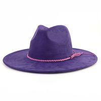 للجنسين الأساسي ريترو اللون الصامد طنف كبيرة قبعة فيدورا sku image 20