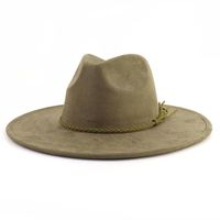 Unisex Basic Retro Solid Color Big Eaves Fedora Hat sku image 22