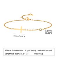 IG Style Vacation Cross 201 Stainless Steel Plating Inlay Zircon 18K Gold Plated Women's Anklet main image 4