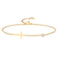 IG Style Vacation Cross 201 Stainless Steel Plating Inlay Zircon 18K Gold Plated Women's Anklet main image 8