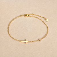IG Style Vacation Cross 201 Stainless Steel Plating Inlay Zircon 18K Gold Plated Women's Anklet main image 3