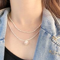 Simple Style Geometric Solid Color Mother Pearl Shellfish Sterling Silver Plating Pendant Necklace main image 3