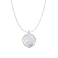 Simple Style Geometric Solid Color Mother Pearl Shellfish Sterling Silver Plating Pendant Necklace sku image 1