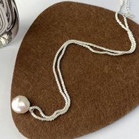 Simple Style Geometric Solid Color Mother Pearl Shellfish Sterling Silver Plating Pendant Necklace main image 1