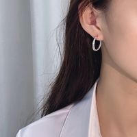 1 Pair Simple Style Geometric Solid Color Plating Sterling Silver Hoop Earrings main image 3