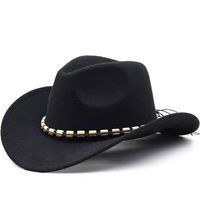 Unisex Retro Cowboy Style Classic Style Solid Color Chain Big Eaves Fedora Hat main image 1