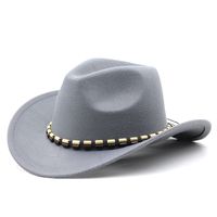 Unisex Retro Cowboy Style Classic Style Solid Color Chain Big Eaves Fedora Hat main image 3