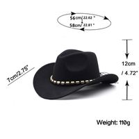 Unisex Retro Cowboy Style Classic Style Solid Color Chain Big Eaves Fedora Hat main image 4