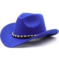 Unisex Retro Cowboy-stil Klassischer Stil Einfarbig Kette Große Traufen Fedora-hut main image 2