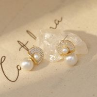 Wholesale Jewelry Vintage Style Color Block Imitation Pearl Drop Earrings sku image 1