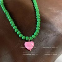 Cute Sweet Heart Shape Arylic Women's Pendant Necklace sku image 1