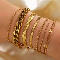 Simple Style Geometric Solid Color Stainless Steel Plating Chain Bracelets main image 1
