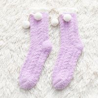 Women's Simple Style Solid Color Polyester Coral Fleece Crew Socks A Pair sku image 5