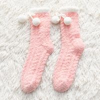 Women's Simple Style Solid Color Polyester Coral Fleece Crew Socks A Pair sku image 4