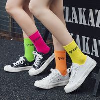 Women's Casual Simple Style Letter Cotton Crew Socks A Pair main image 5