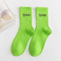 Women's Casual Simple Style Letter Cotton Crew Socks A Pair sku image 10