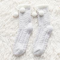Women's Simple Style Solid Color Polyester Coral Fleece Crew Socks A Pair sku image 3