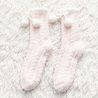 Women's Simple Style Solid Color Polyester Coral Fleece Crew Socks A Pair sku image 2