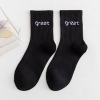 Women's Casual Simple Style Letter Cotton Crew Socks A Pair sku image 3