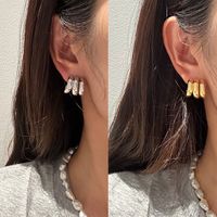 1 Pair Retro C Shape Plating Copper Ear Studs main image 1