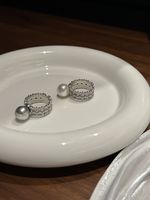 Elegant Basic Geometrisch Sterling Silber Inlay Perle Offener Ring main image 5