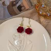1 Pair Elegant Retro Rose Butterfly Alloy Drop Earrings main image 4