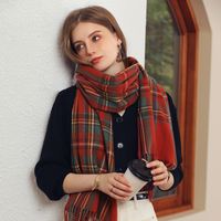 Femmes Élégant Dame Plaid Imitation Cachemire Foulard main image 1