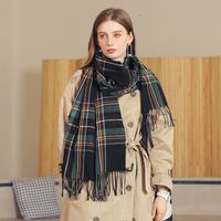 Women's Elegant Lady Plaid Imitation Cashmere Scarf main image 2