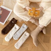 Femmes Mignon Style Simple Dessin Animé Ours Polyester Broderie Crew Socks Une Paire main image 1