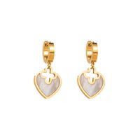 1 Paire Élégant Dame Rond Carré Forme De Cœur Incruster Acier Inoxydable 316 Strass Plaqué Or 14K Boucles D'oreilles main image 2