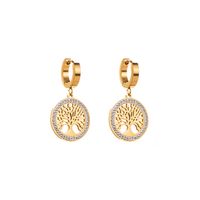 1 Paire Élégant Dame Rond Carré Forme De Cœur Incruster Acier Inoxydable 316 Strass Plaqué Or 14K Boucles D'oreilles main image 6