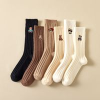 Women's Cute Simple Style Bear Solid Color Polyacrylonitrile Fiber Embroidery Crew Socks A Pair main image 5