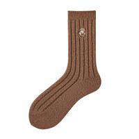 Women's Cute Simple Style Bear Solid Color Polyacrylonitrile Fiber Embroidery Crew Socks A Pair sku image 1