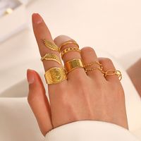 Vintage Style Geometric Solid Color Stainless Steel Plating Open Rings main image 3