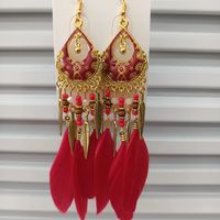 1 Pair Retro Feather Alloy Plating Women's Drop Earrings sku image 3
