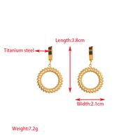 1 Pair Elegant Lady Round Moon Maple Leaf Inlay Carving 316 Stainless Steel  Turquoise Pearl Zircon 14K Gold Plated Drop Earrings sku image 3