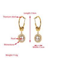 1 Pair Elegant Lady Round Moon Maple Leaf Inlay Carving 316 Stainless Steel  Turquoise Pearl Zircon 14K Gold Plated Drop Earrings sku image 4