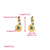 1 Pair Elegant Lady Round Moon Maple Leaf Inlay Carving 316 Stainless Steel  Turquoise Pearl Zircon 14K Gold Plated Drop Earrings sku image 5