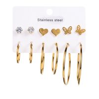 1 Set Modern Style Simple Style Solid Color Stainless Steel Earrings sku image 3