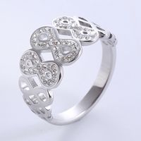 Simple Style Infinity Stainless Steel Plating Inlay Rhinestones Rose Gold Plated Rings sku image 4