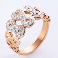 Simple Style Infinity Stainless Steel Plating Inlay Rhinestones Rose Gold Plated Rings sku image 5