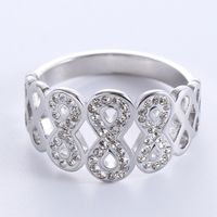 Simple Style Infinity Stainless Steel Plating Inlay Rhinestones Rose Gold Plated Rings main image 2