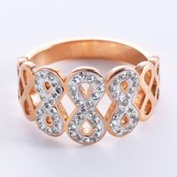 Style Simple Infini Acier Inoxydable Placage Incruster Strass Plaqué Or Rose Anneaux main image 3