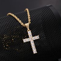 Simple Style Cross 304 Stainless Steel Copper Plating Inlay Zircon K Gold Plated Rhodium Plated Women's Necklace Pendant main image 3
