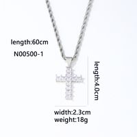 Simple Style Cross 304 Stainless Steel Copper Plating Inlay Zircon K Gold Plated Rhodium Plated Women's Necklace Pendant sku image 2