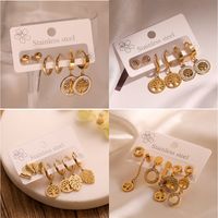 1 Set Retro Simple Style Tree Plating Inlay 304 Stainless Steel Zircon 18K Gold Plated Drop Earrings main image 1
