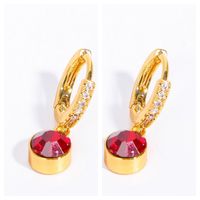 1 Pair Simple Style Round Plating Inlay Copper Zircon 18k Gold Plated Drop Earrings sku image 2
